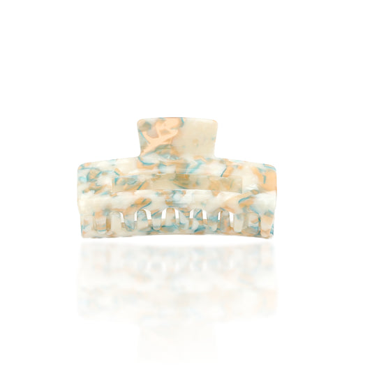Rectangle 'Large' Claw Clip - Cream & Blue